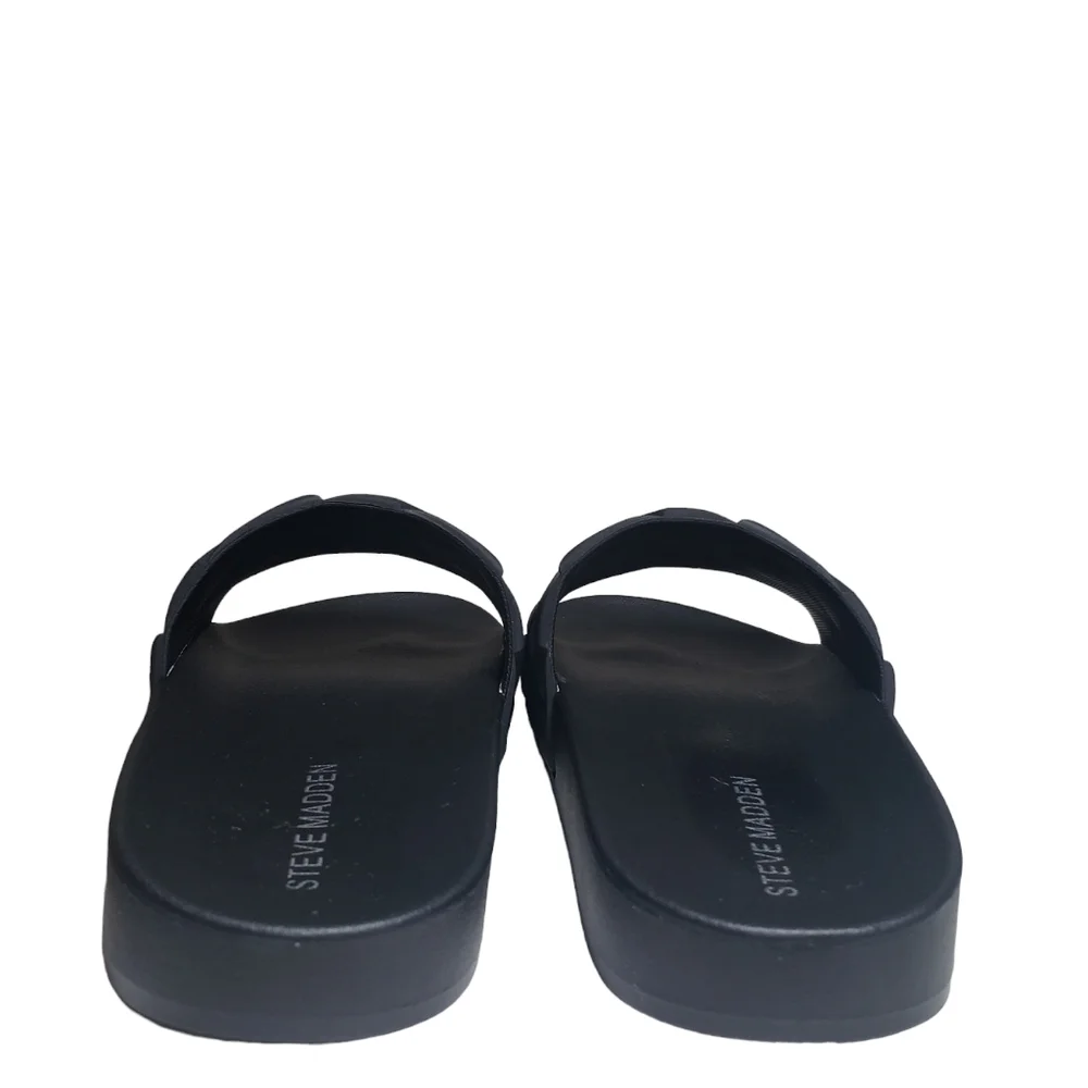 Steve Madden Soulful Black Quilted Pool Slides Sz 5